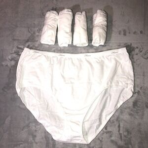 5 Pair Hanes Womens Size 10 3XL Briefs Panties White 100% Cotton Breathable NWOT